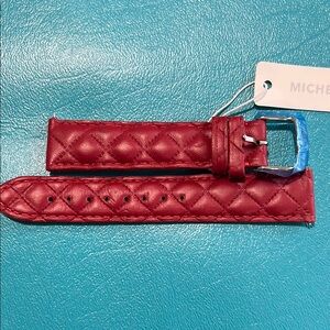 NWT 18mm Michele Red Quilted Leather Watch Strap. Made in France.